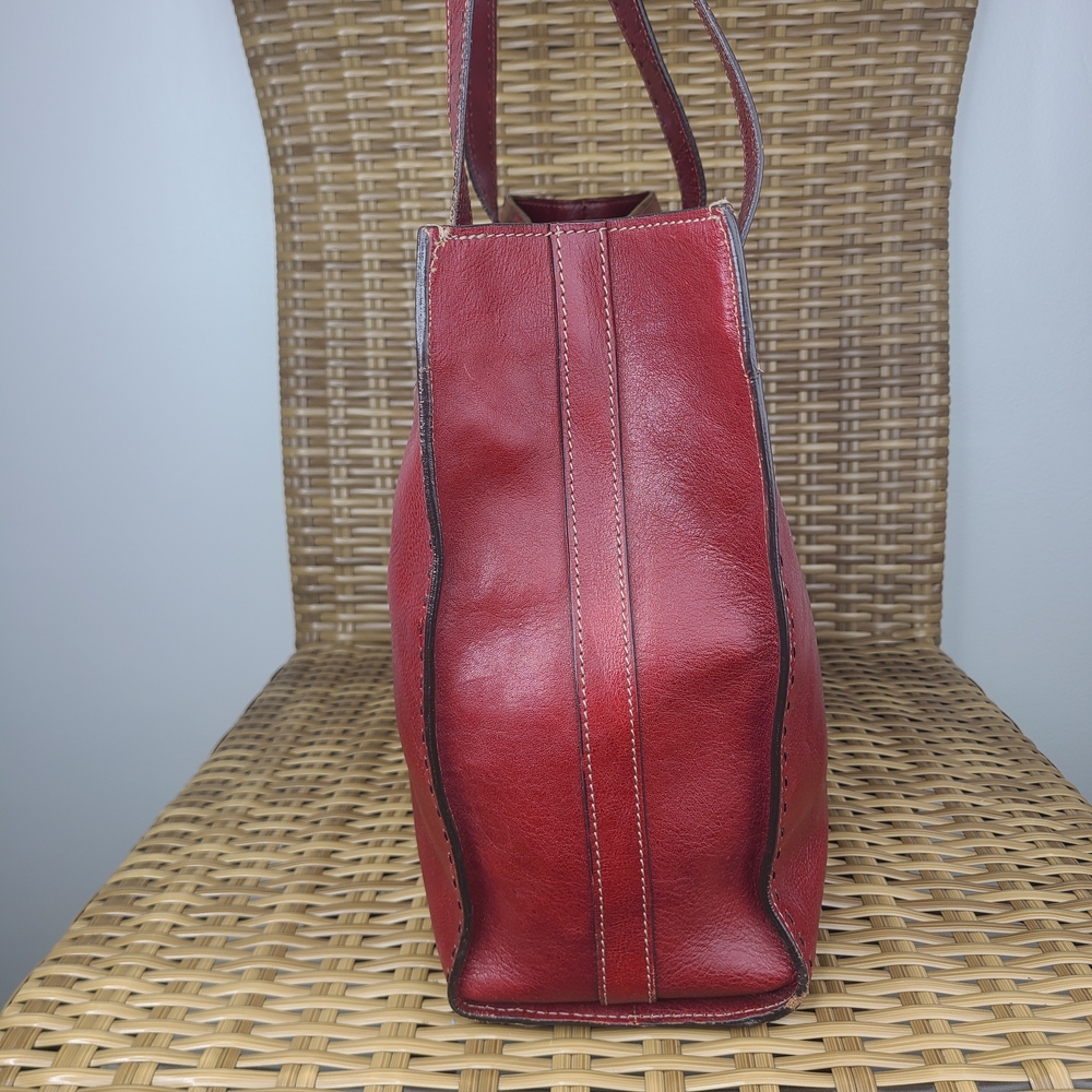 Fossil Red Leather Shoulder Tote Bag Large Vintage ZB9010 - Picture 8 of 16